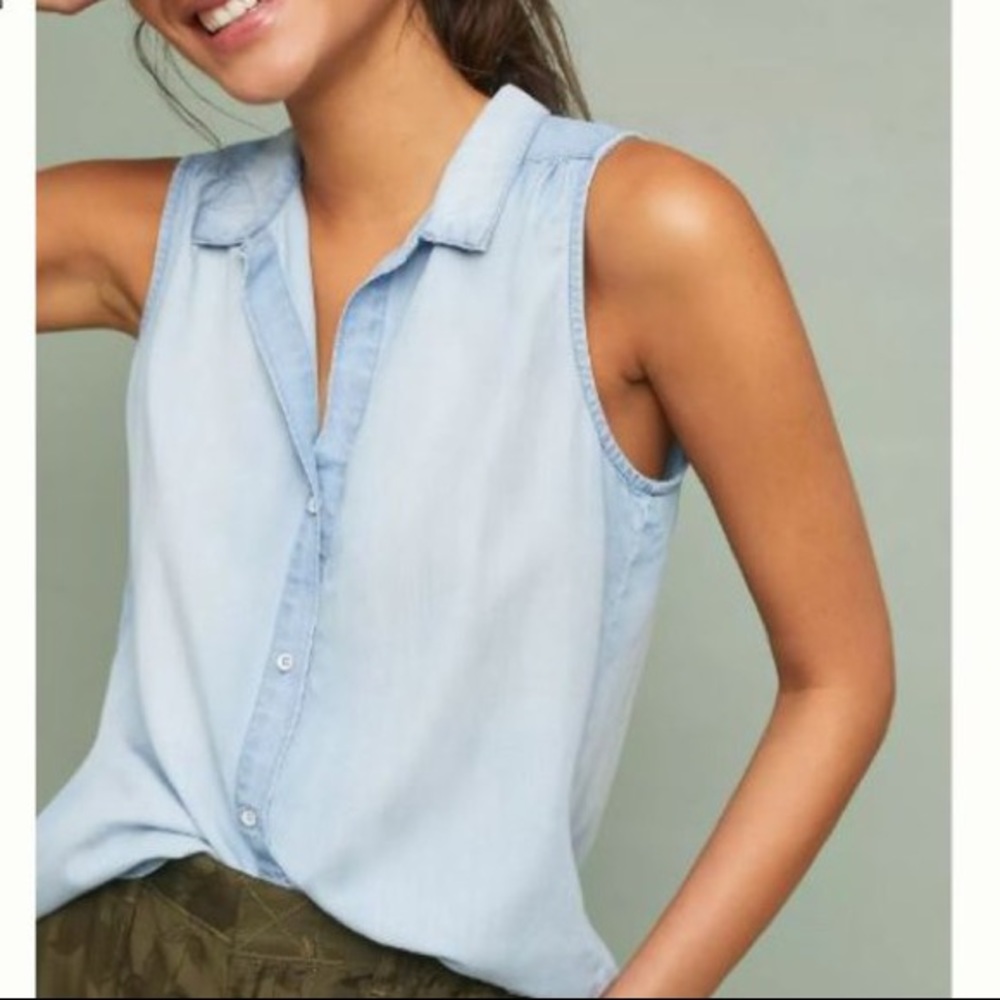 Anthropologie Cloth + Stone Chambray Top - Picture 5 of 8